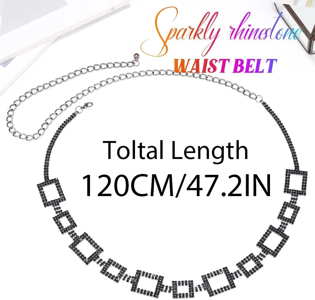 COSYDAYS Sparkly Rhinestone Dress Belt Silver Crystal Chain Belts Fashion Waist Accessories for Women