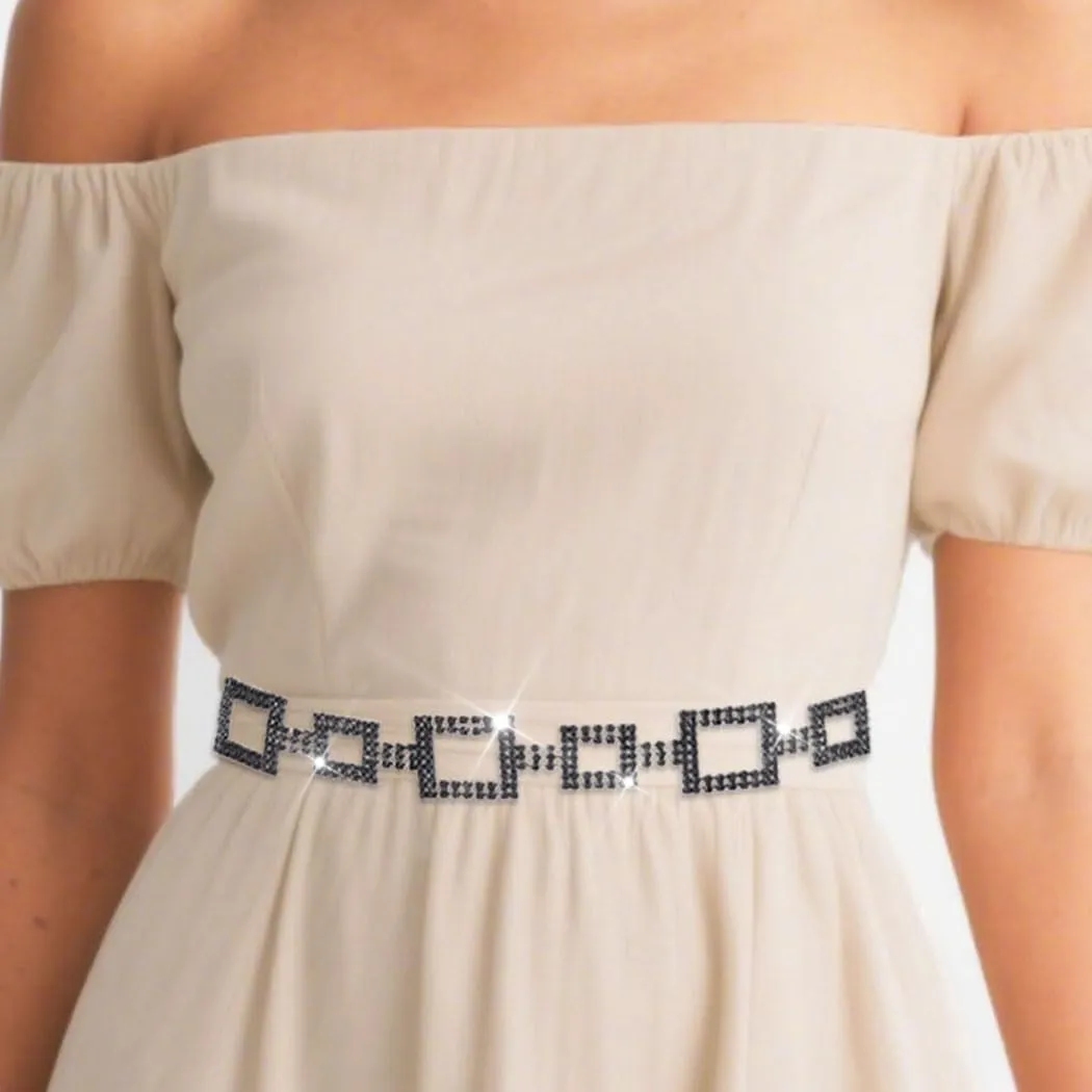 COSYDAYS Sparkly Rhinestone Dress Belt Silver Crystal Chain Belts Fashion Waist Accessories for Women