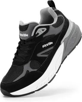 FitVille Wide Walking Shoes for Men Extra Wide Width Sneakers with Arch Support for Flat Feet Heel Pain Relief Plantar Fasciitis - Rebound NEO V1