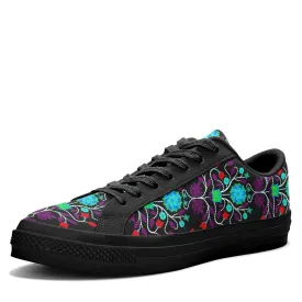 Floral Beadwork Four Clans Winter Aapisi Low Top Canvas Shoes Black Sole