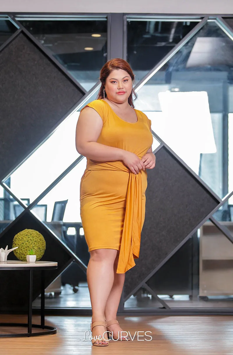 Front Tie Dress - Mustard