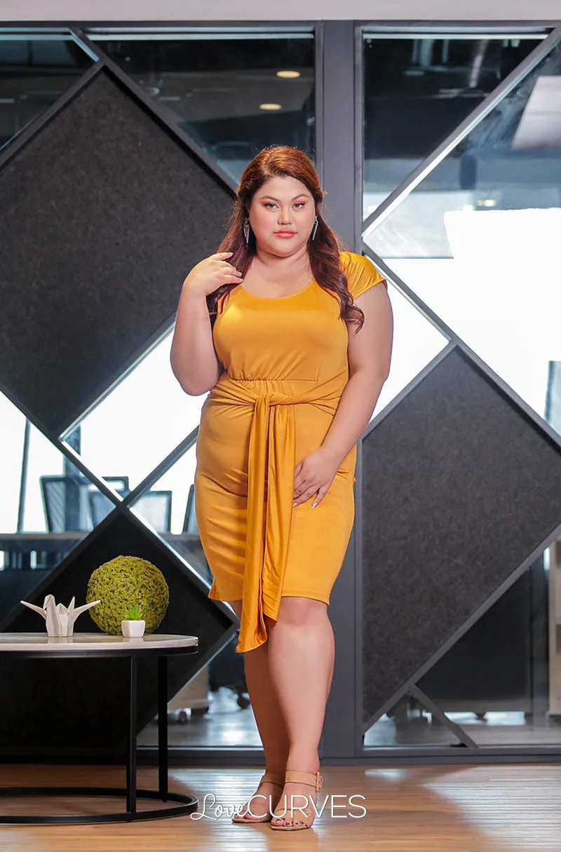 Front Tie Dress - Mustard