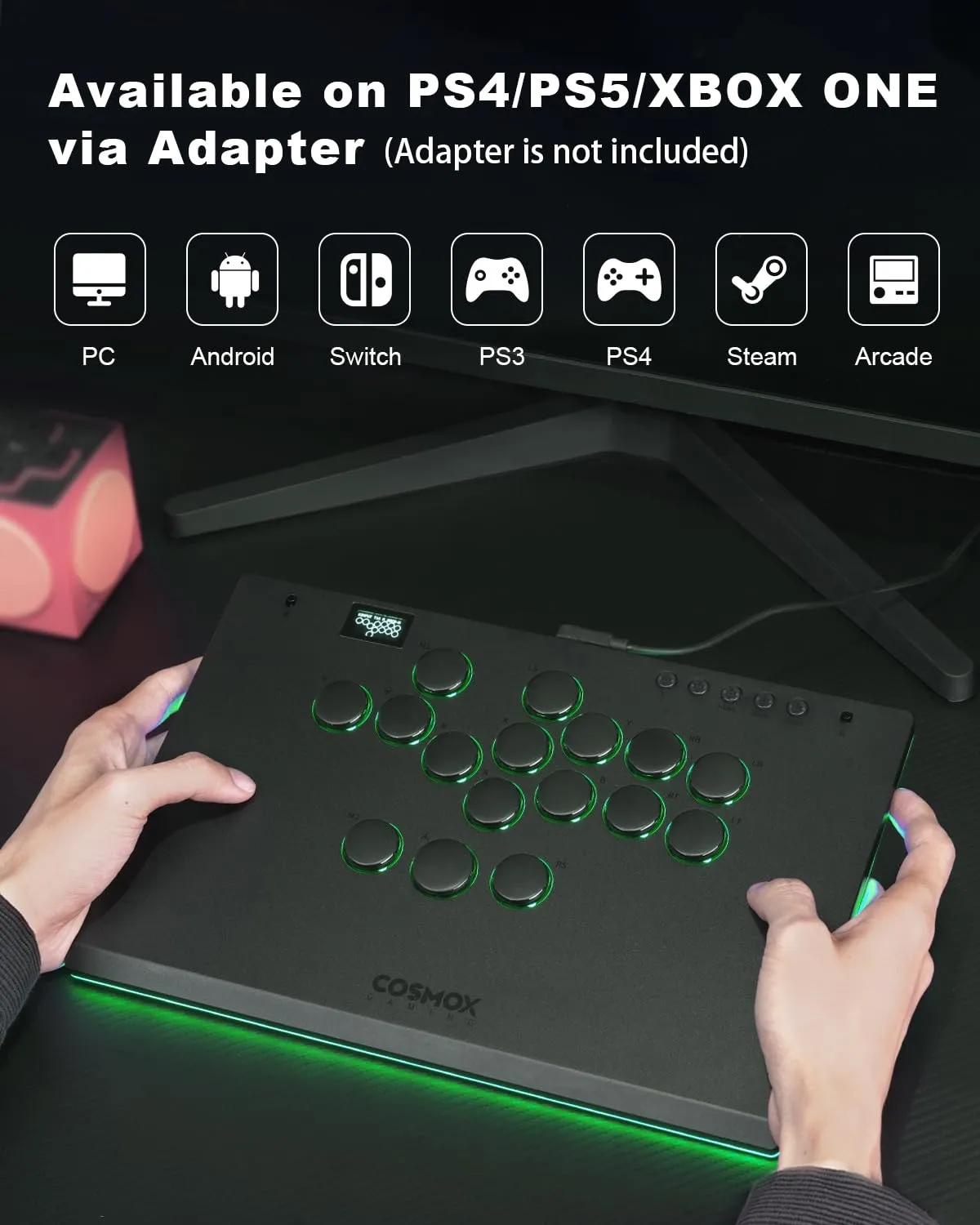 Haute42 Leverless Controller Arcade Stick: Aluminum Leverless Arcade Stick M Ultra with Lock Button & RGB Lighting, Arcade Controller Street Fight for PC/PS3/PS4/Switch Game,Low-Profile Switch Arcade Stick Support Hot Swap & SOCD