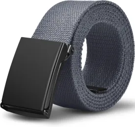 LXMY Mens Belt,Work Belts for Men,Mens Holeless Adjustable Canvas Web Cloth Fabric Belts,Black Casual Dress Business Belt