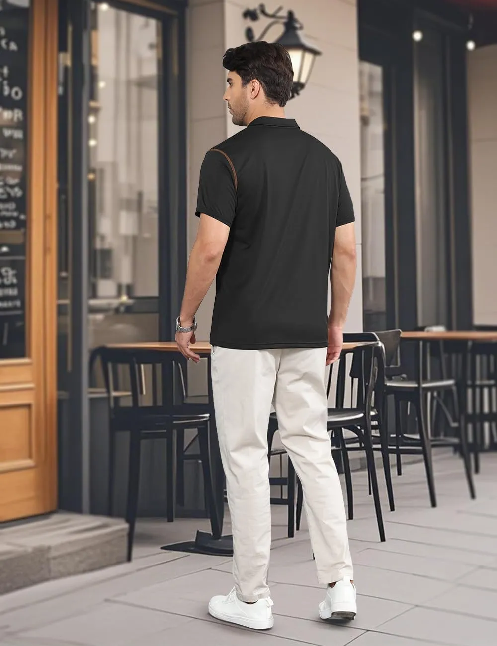 Men's Polo Shirts Short Sleeve Golf Polo T Shirt Lightweight Casual Button Down Shirts Summer Collared with Pocket