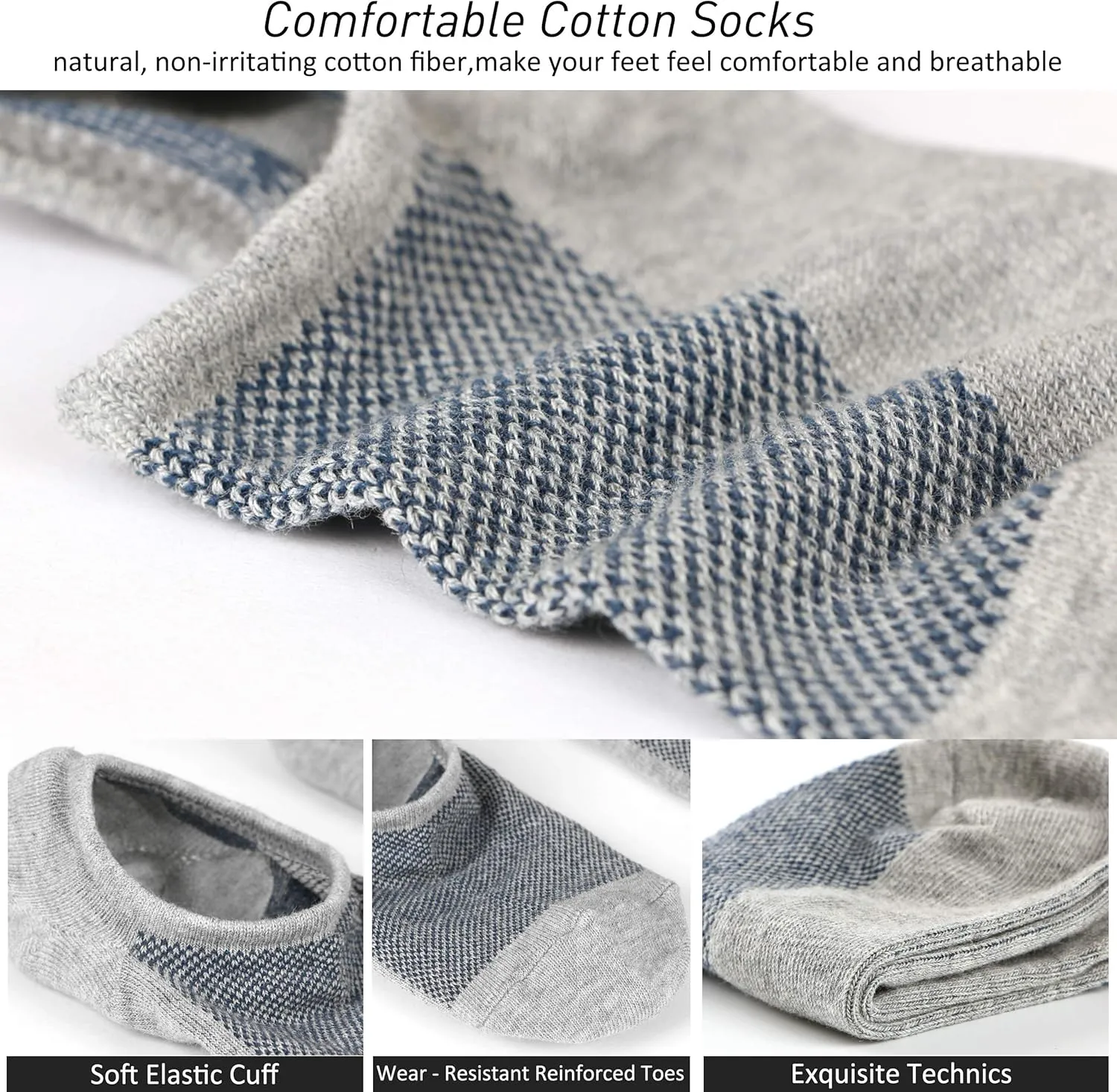 Mottee&Zconia No Show Socks for Unisex Mens Womens Low Cut No See Liner Invisible Ankle Cotton Socks