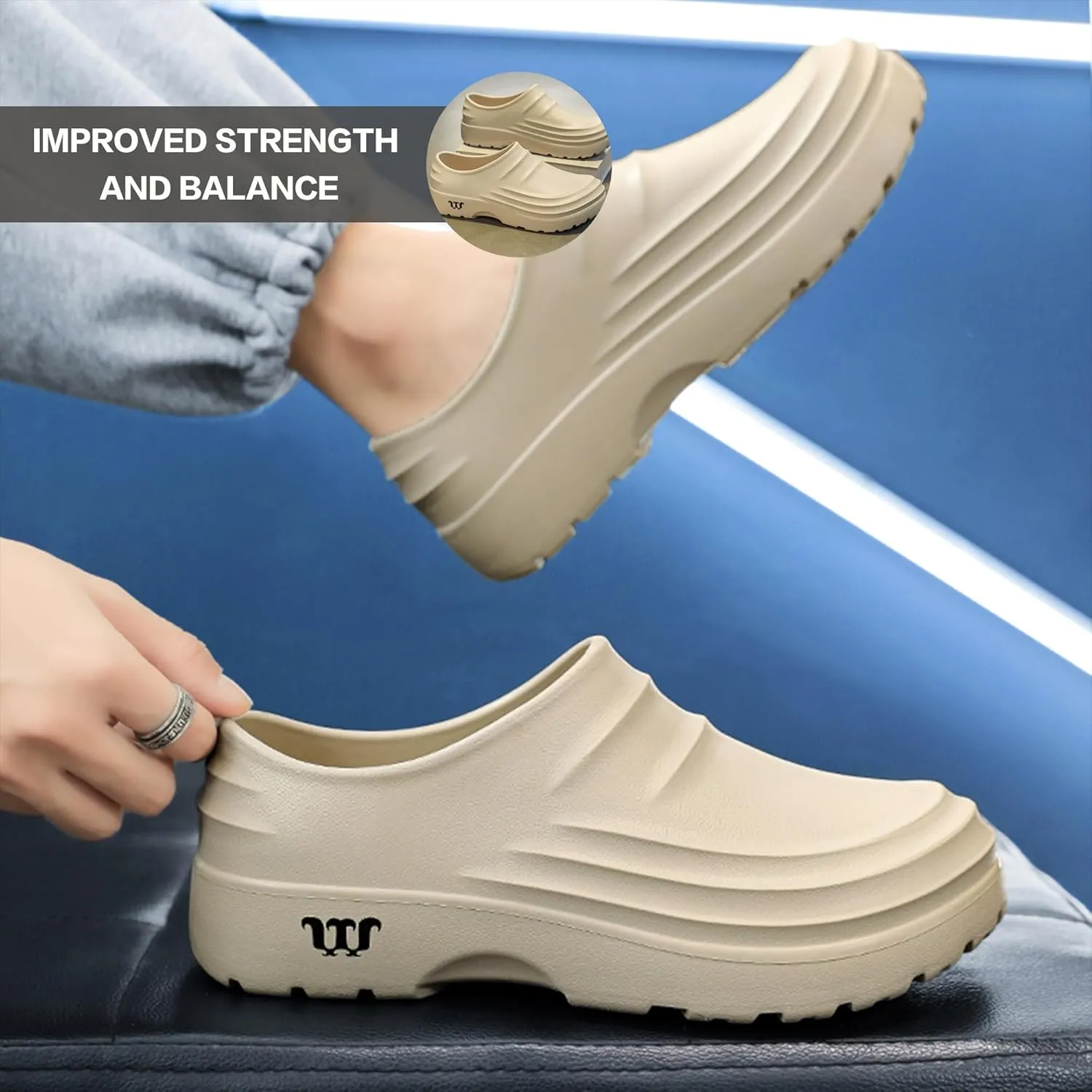Non Slip Work Shoes for Women Men, Waterproof Slip Resistant Chef Clogs Shoes for Unisex-Adult, Ideal for Kitchen Garden Beach
