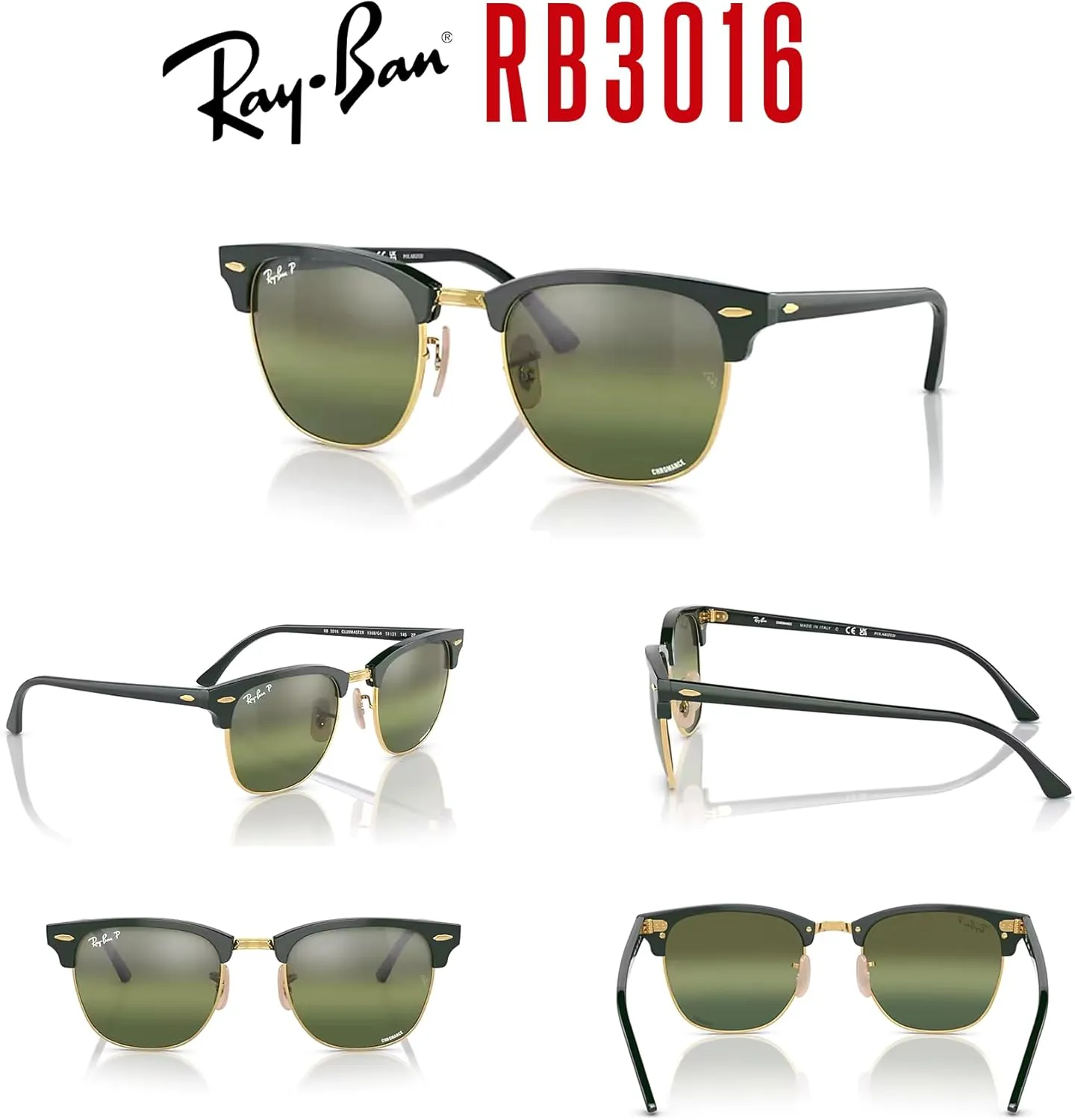 Ray-Ban RB3016 CLUBMASTER Sunglasses For Men For Women   BUNDLE with Designer iWear Eyewear Care Kit