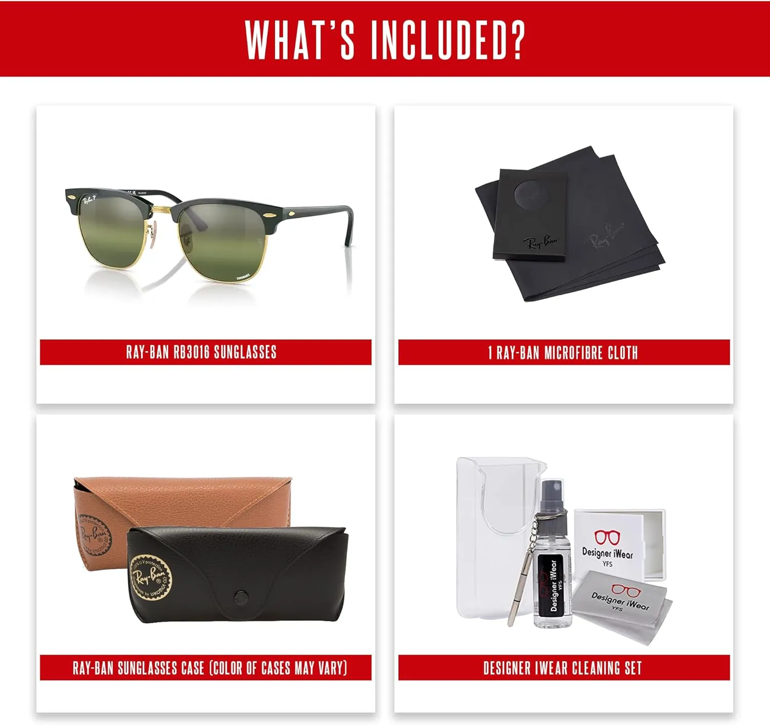 Ray-Ban RB3016 CLUBMASTER Sunglasses For Men For Women   BUNDLE with Designer iWear Eyewear Care Kit