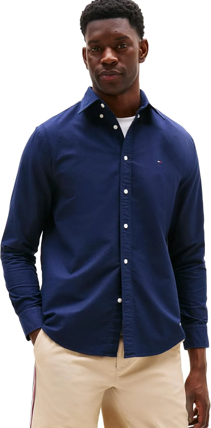 Tommy Hilfiger Long Sleeve Oxford Regular Fit, Men's Button Down Shirts, Also Available in Big and Tall