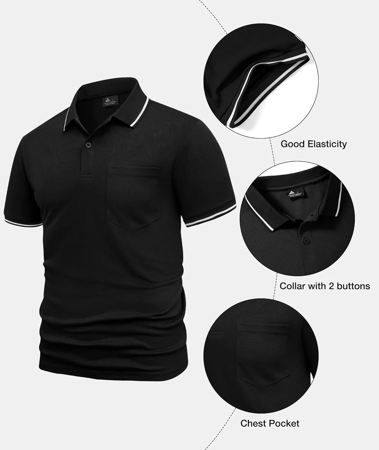 ZITY Mens Polo Shirts Casual Short Sleeve Athletic T-Shirts Classic Contrast Collar Shirt with Pocket